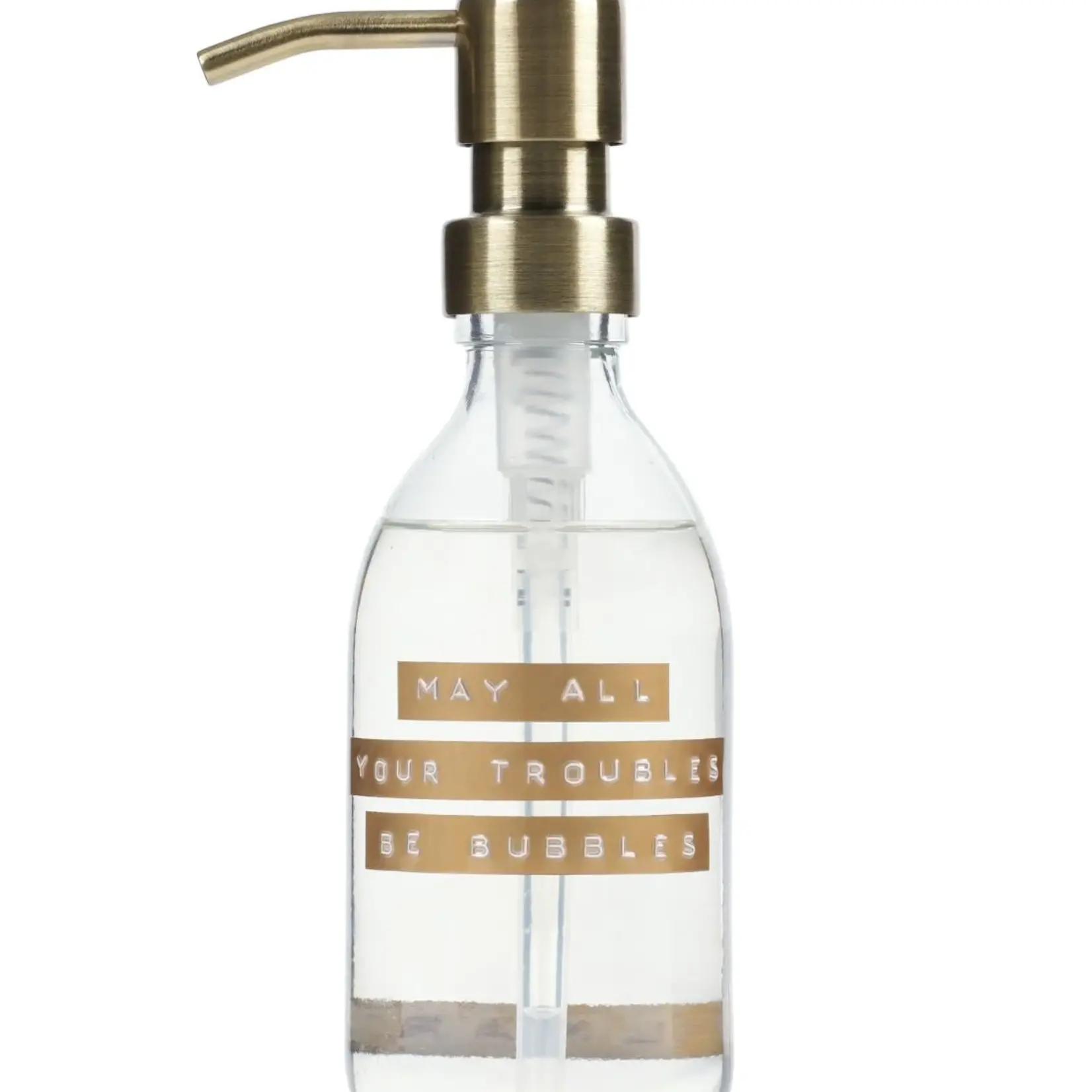 Wellmark Handzeep Clear/Brass Fresh Linen Bronze ' May All Your Troubles Be Bubbles '