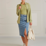 YAYA Denim Midirok Met Knopen En Split