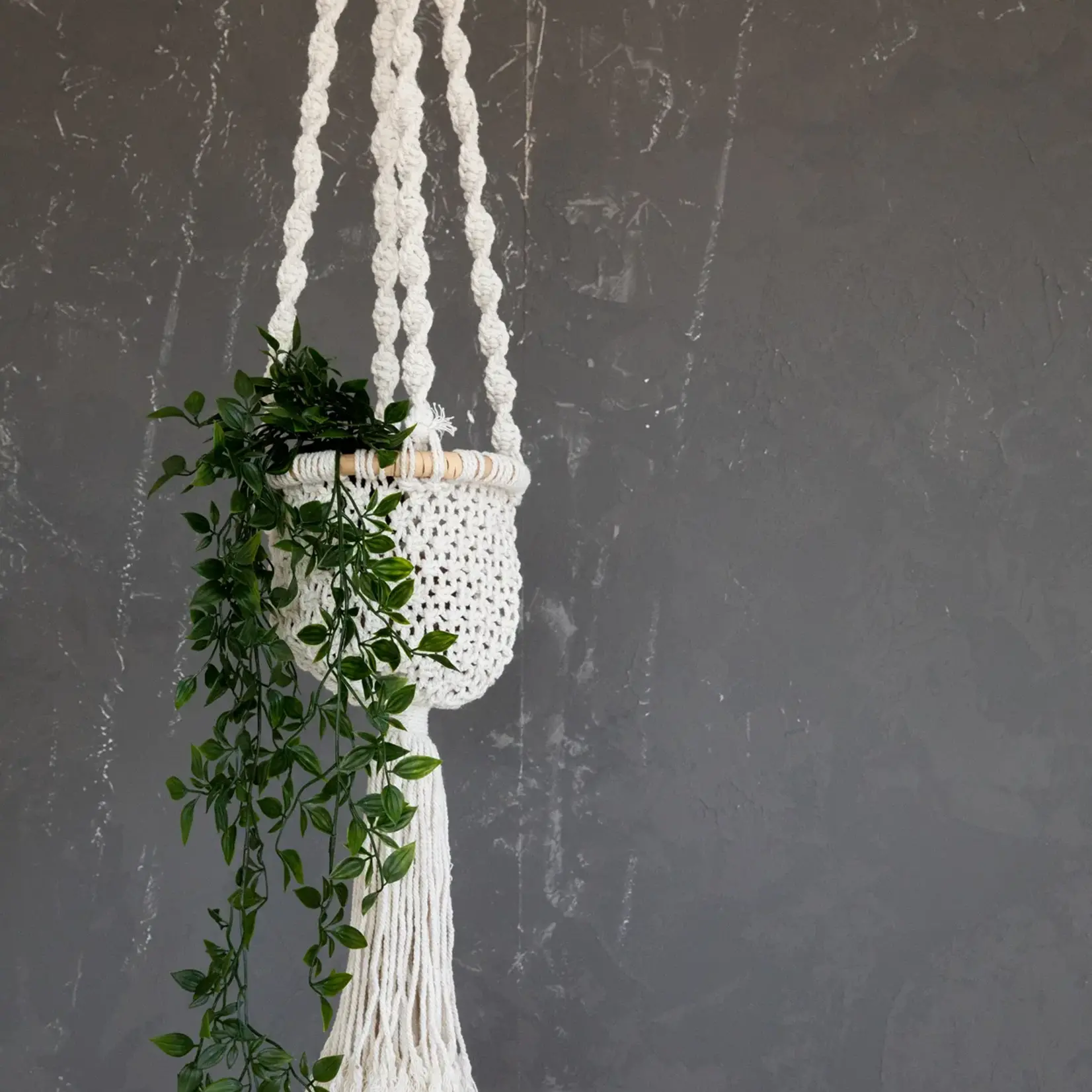 Bazar Bizar De Twisted Macrame Plantenhanger - Natuurlijk Wit - M