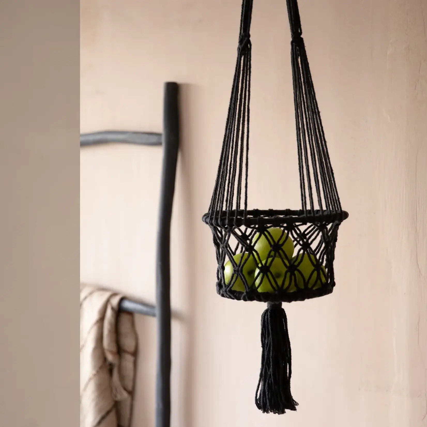 Bazar Bizar De Macrame Plantenhanger - Zwart - S