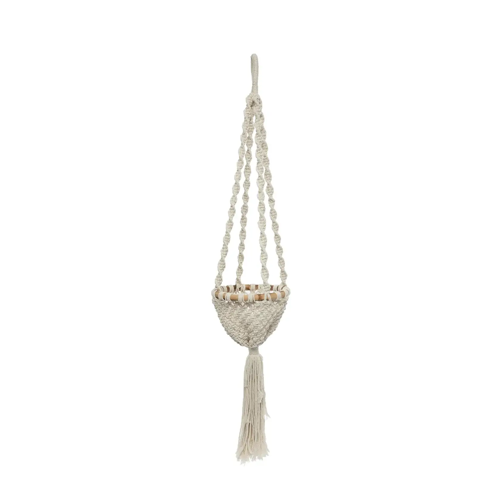 Bazar Bizar De Twisted Macrame Plantenhanger - Natuurlijk Wit - S