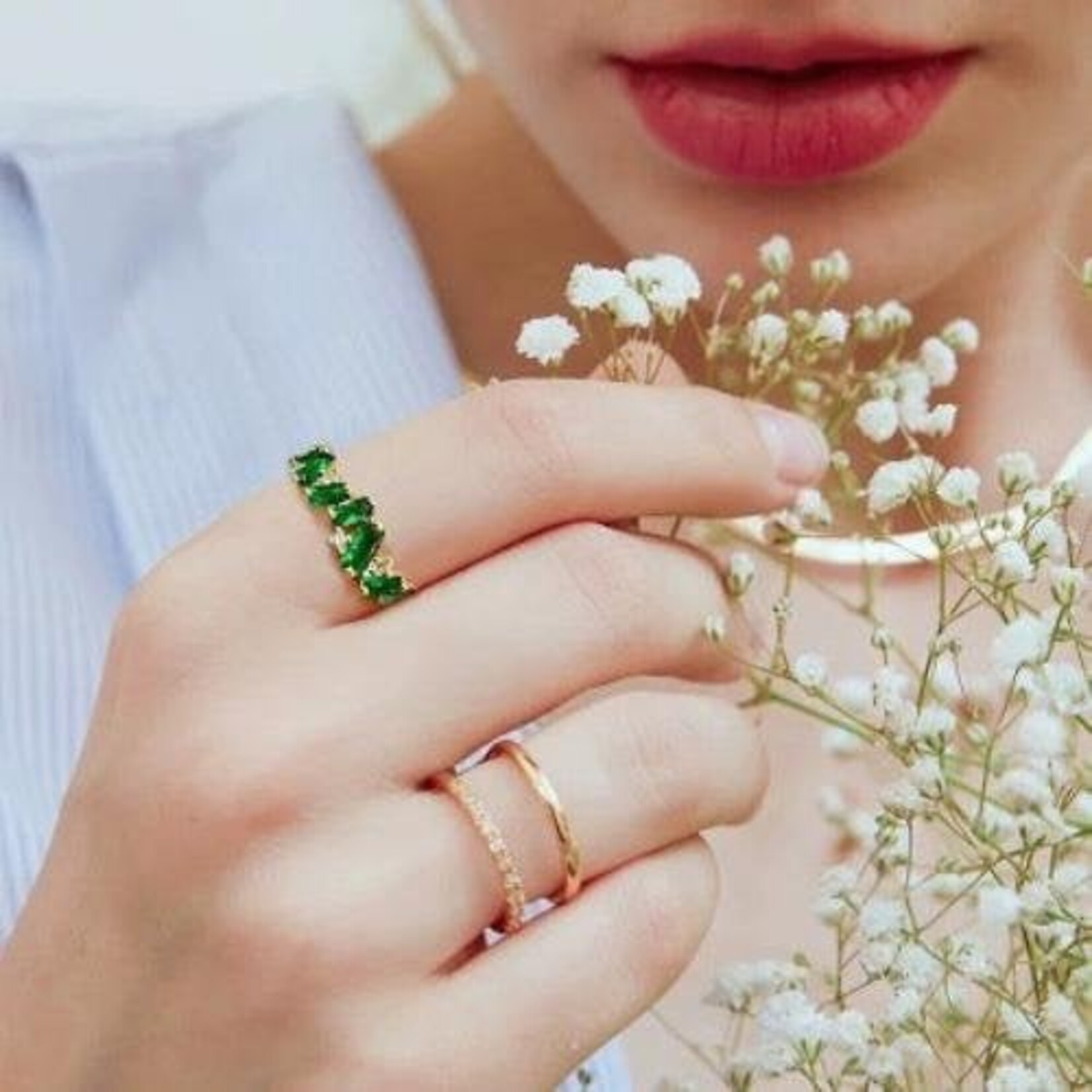 CiCi'De Jewelry Amsterdam Emerald Floral Hoop - Royal Emerald-geslepen ring