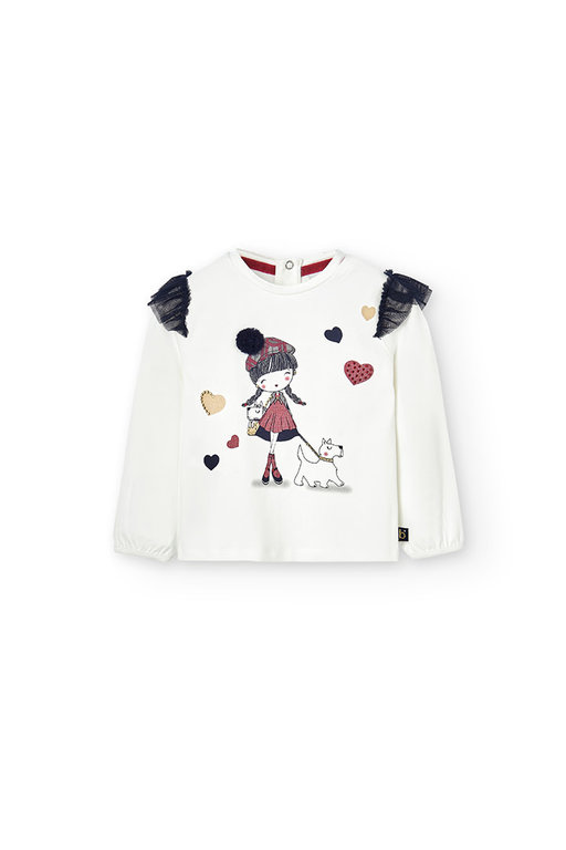 Boboli Knit t-Shirt | for baby girl | off white
