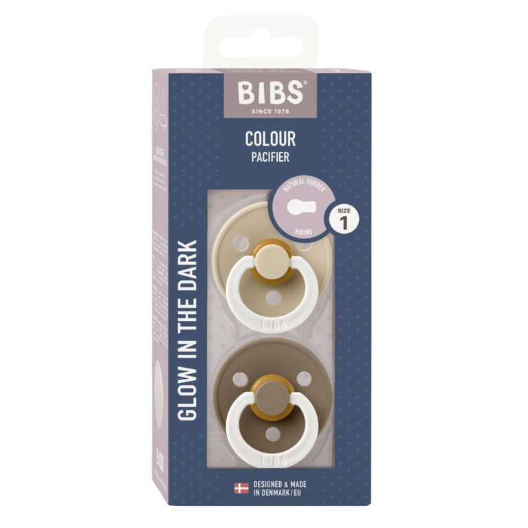 Bibs Bibs | Colour speen latex | 2 pack | Vanilla / Dark oak | Night | Size 1