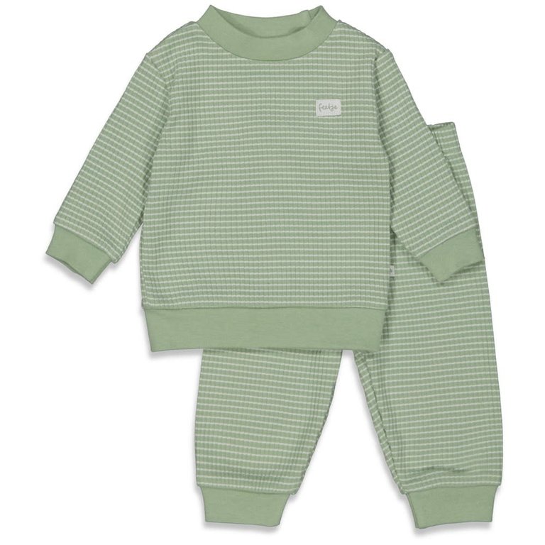 Feetje Pyjama | Wafel | Groen melange