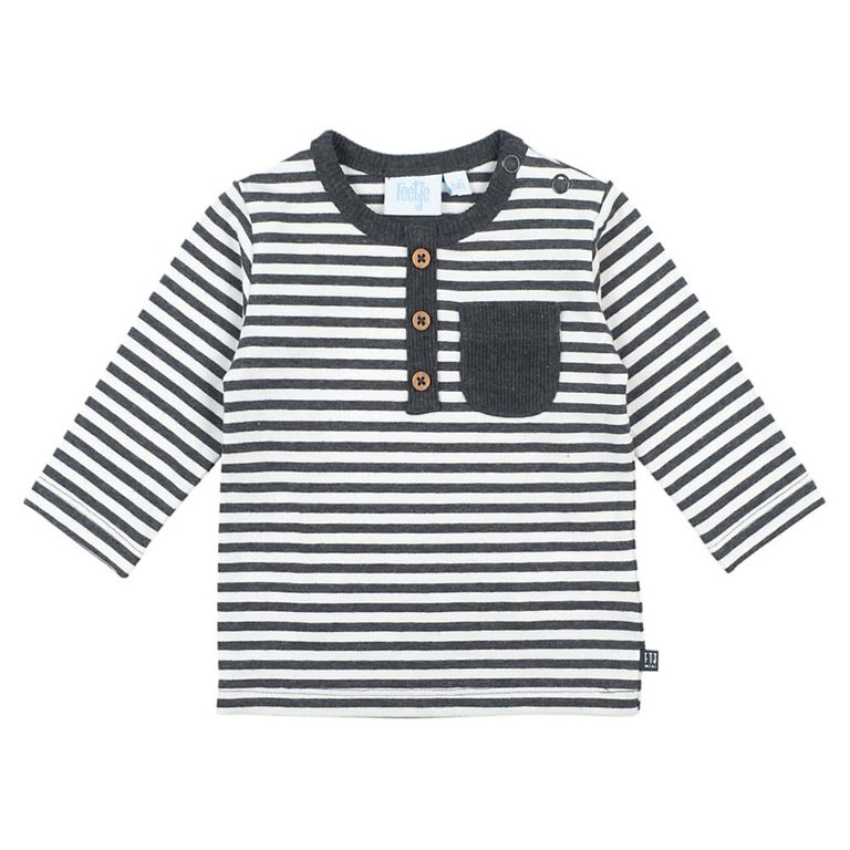 Feetje Longsleeve | streep | mini person | Antraciet melange