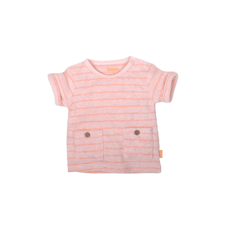 BESS Shirt | short sleeve | Pocket Striped | Pink