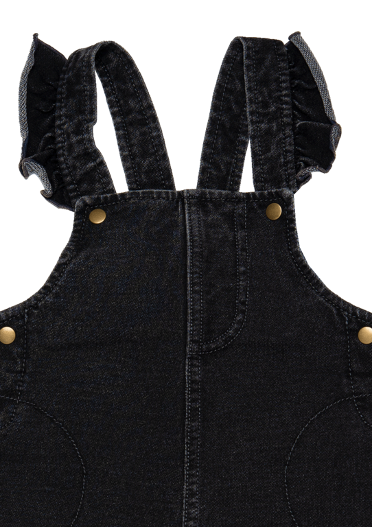 BESS Salopette Denim Ruffles | Black Denim