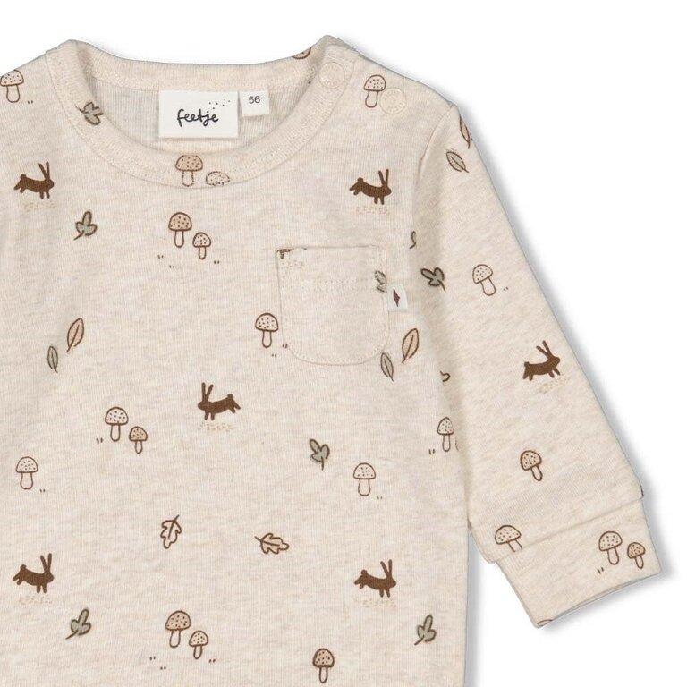 Feetje Romper AOP | Little Forest Friends | Offwhite melange