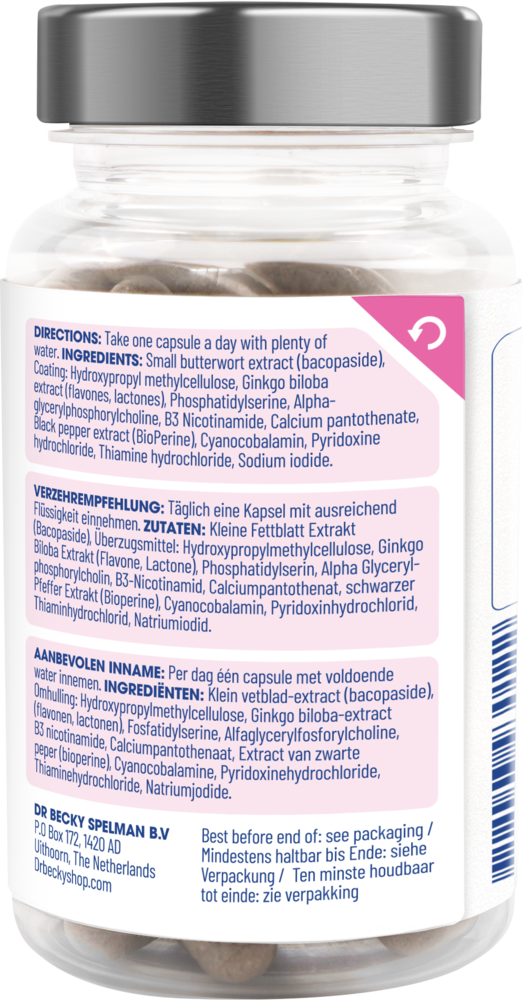 Dr Becky Brain Booster | Concentratie & Prestaties | Nootropics | 60 Vegan capsules Dr Becky Brain Booster | Concentratie & Prestaties | Nootropics | 60 Vegan capsules