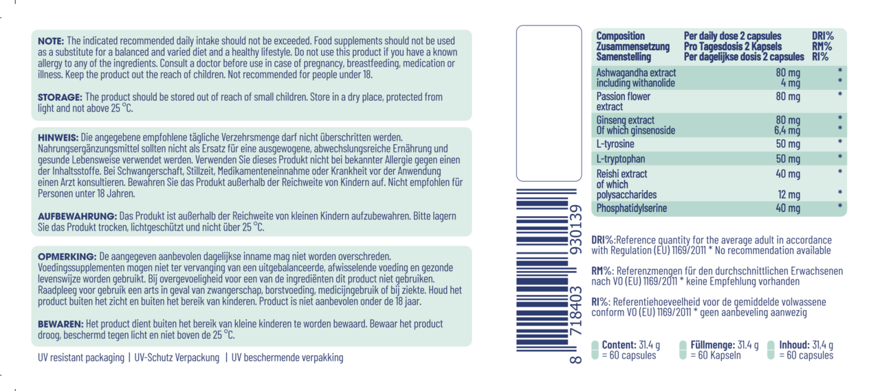 Dr Becky Positive Mind | Formula against Stress and Tension | 60 Vegan capsules Dr Becky Positive Mind | Formula against Stress and Tension | 60 Vegan capsules