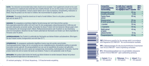 Dr Becky Positive Mind | Formula against Stress and Tension | 60 Vegan capsules Dr Becky Positive Mind | Formula against Stress and Tension | 60 Vegan capsules