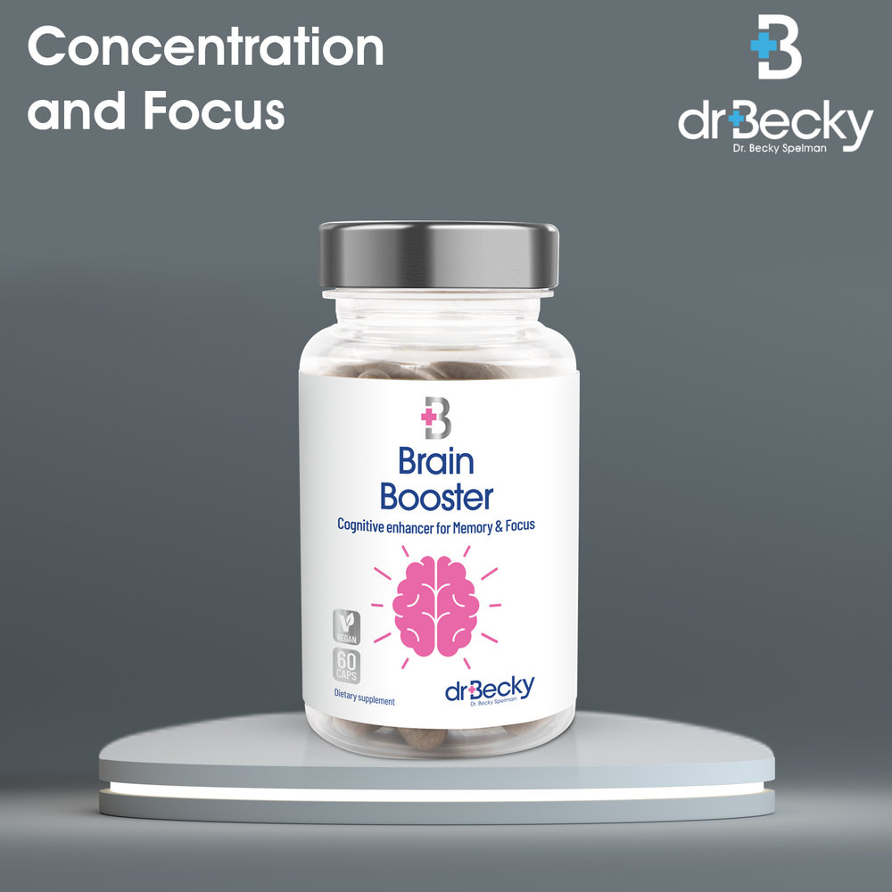 Dr Becky Brain Booster | Concentration & Performance | Nootropics | 60 Vegan capsules