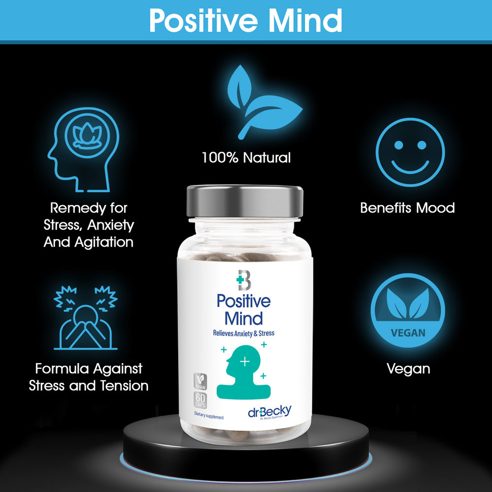 Dr Becky Positive Mind | Formula against Stress and Tension | 60 Vegan capsules Dr Becky Positive Mind | Formula against Stress and Tension | 60 Vegan capsules