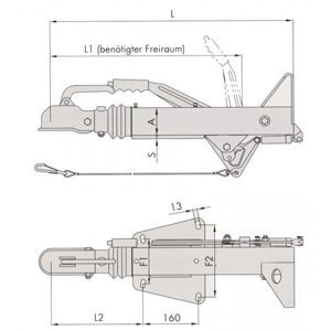 BPW Auflaufbremse ZAF3.0-3 - 2800 kg maximale Anhängelast - Typ 48.44581200 - inklusive Bugradkonsole