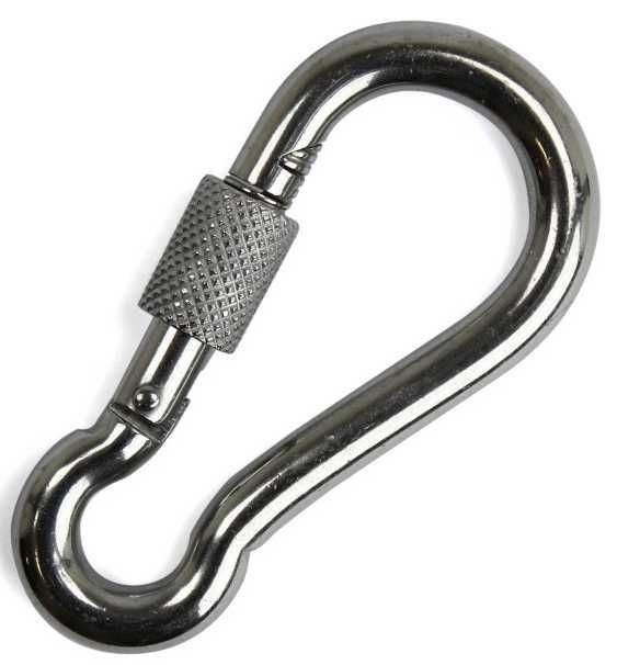 Großer Karabinerhaken aus Edelstahl mit Schraubverschluss 120x11 mm- 17 mm Ösendurchmesser