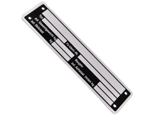 Neutrales Anhänger-Typenschild 148x38 mm - Aluminium