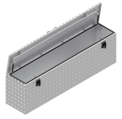 De Haan Box - 1800x400x400 mm - wasser- und staubdichte Aluminium-Riffelblechbox - ausgestattet mit Gasfedern, 2 T-Nuten und Griff