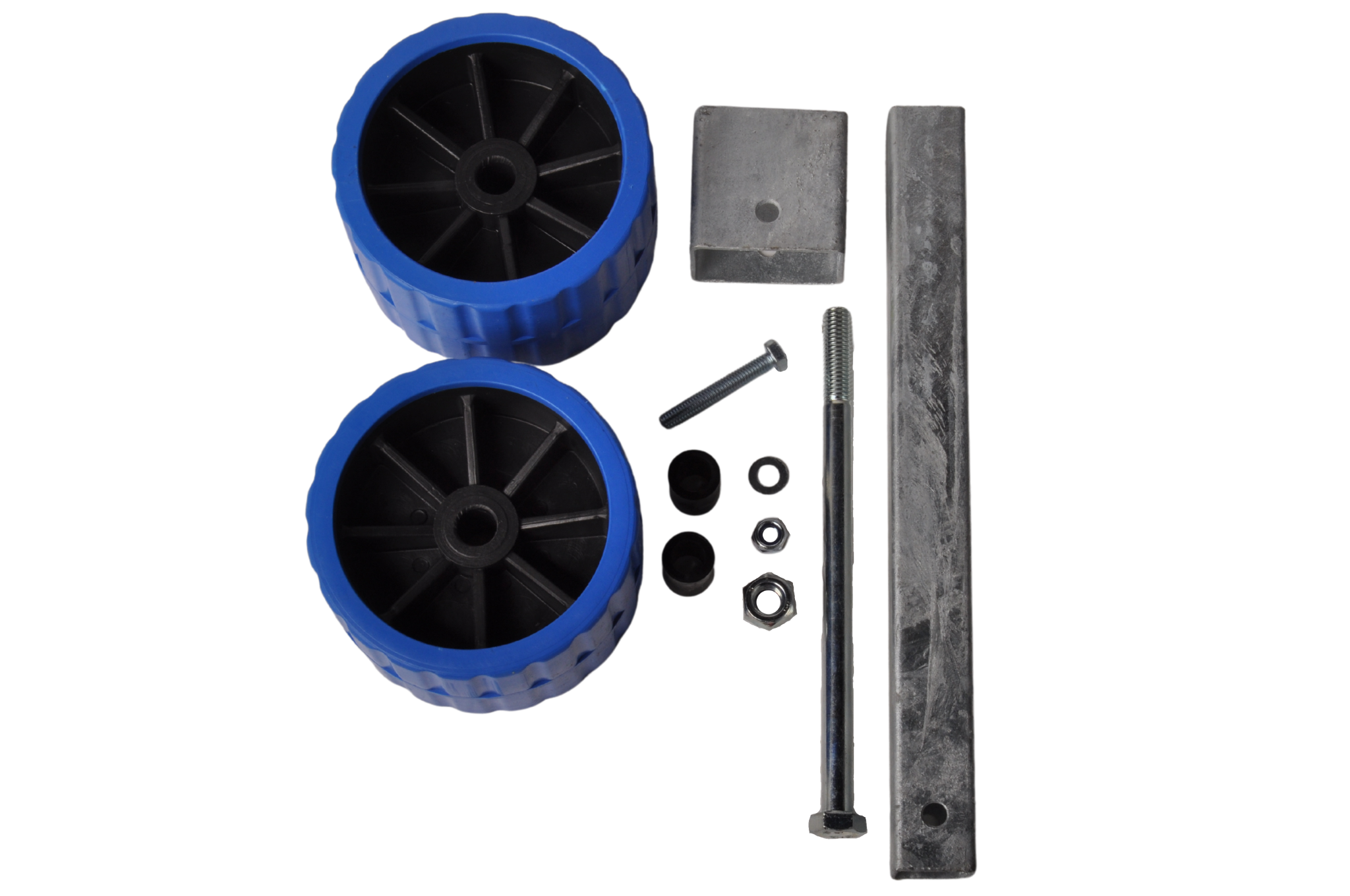 Höhenverstellbarer Bilgenrollensatz blau - 30x30x300 mm - verzinkt