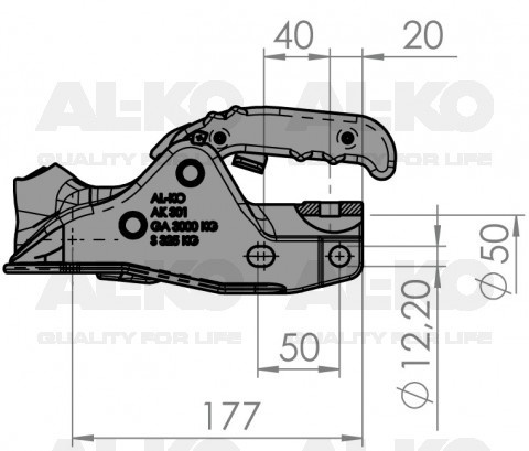 AL-KO AK301 - rund 50 mm - 3000 kg - Gebremste Kupplung