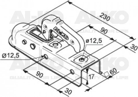 AL-KO AK7-E - Vierkant 60 mm - 750 kg - ungebremste Kupplung