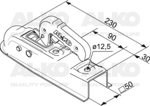 AL-KO AK7-D - Vierkant 50 mm - 750 kg - ungebremste Kupplung