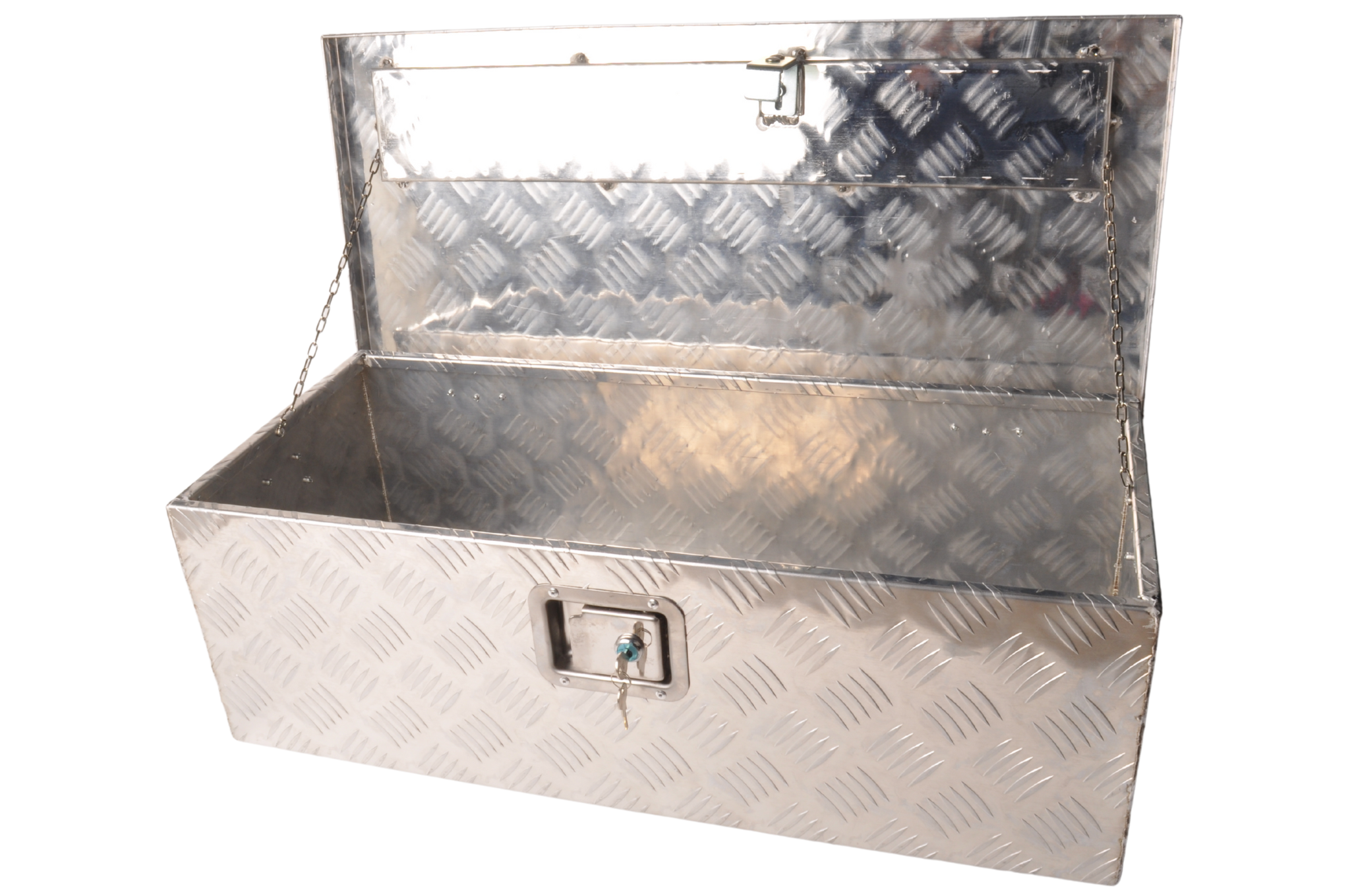 Riffelblech Aluminium Deichselkasten/Werkzeugkasten 760x330x245 mm - inkl. integriertem Zylinderschloss