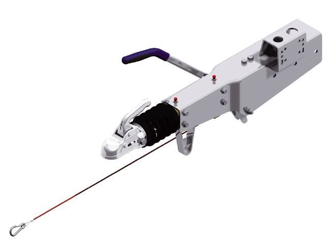 Auflaufbremse KRV20A (2000kg) Deichsel mit Rohrprofil 100mm mit Konsole für Stützrad