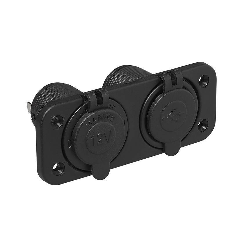 Einbausatz - DIN-Steckdose + 2x USB-Anschluss 2x2100mA