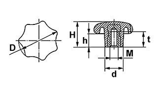 20 Stück Sterngriffmutter M10 ⌀ 50mm Griffmutter Klemmmutter  Feststellmutter Sternmutter