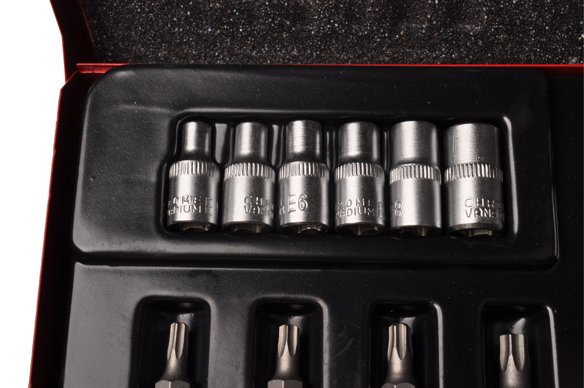 Steckschlüssel + Bitsatz 1/4 1/2 Torx - in Metallbox - Chrom-Vanadium Qualität