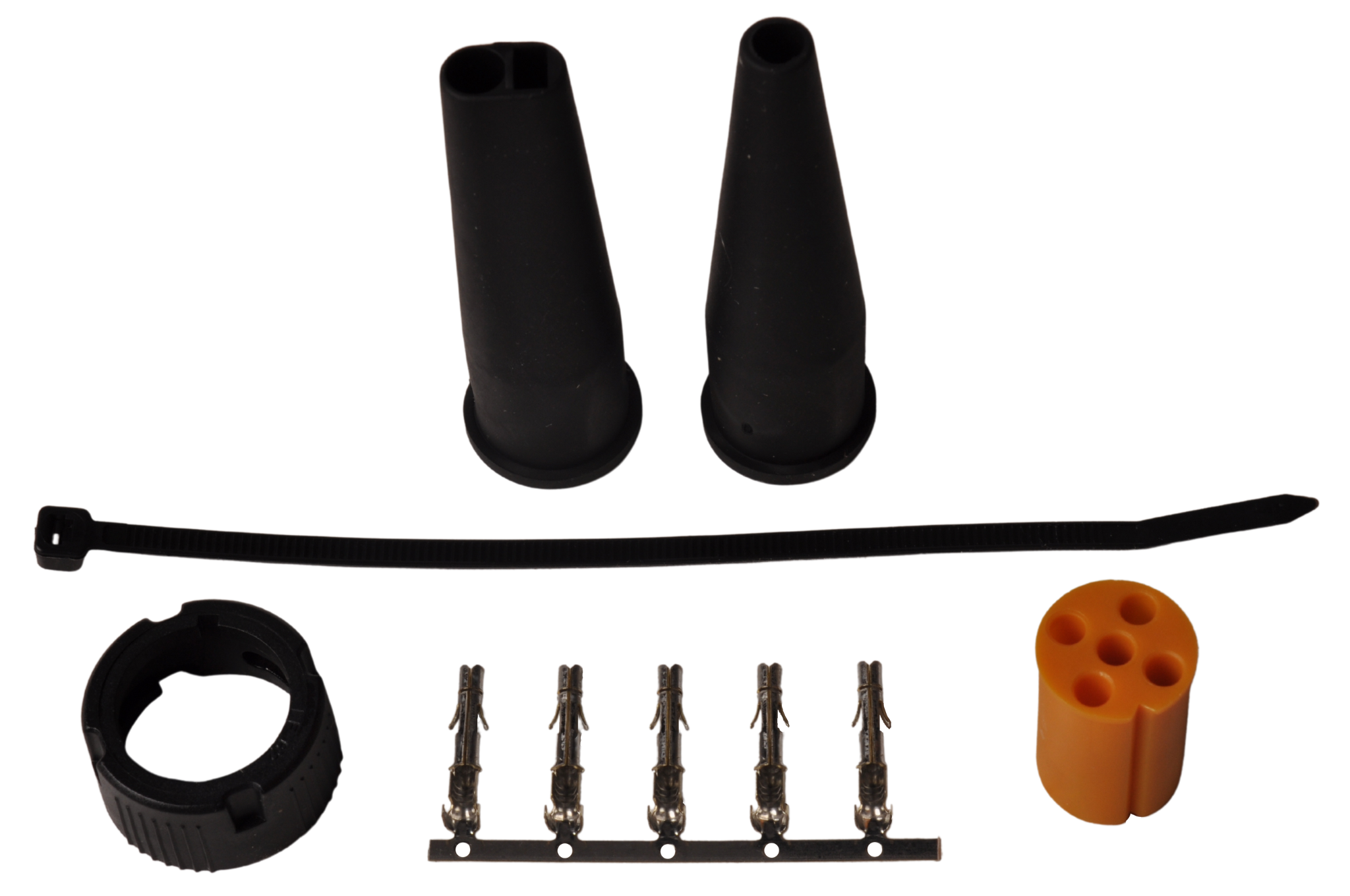 Aspock-Stecker links - 5 Stifte/Draht - gelb