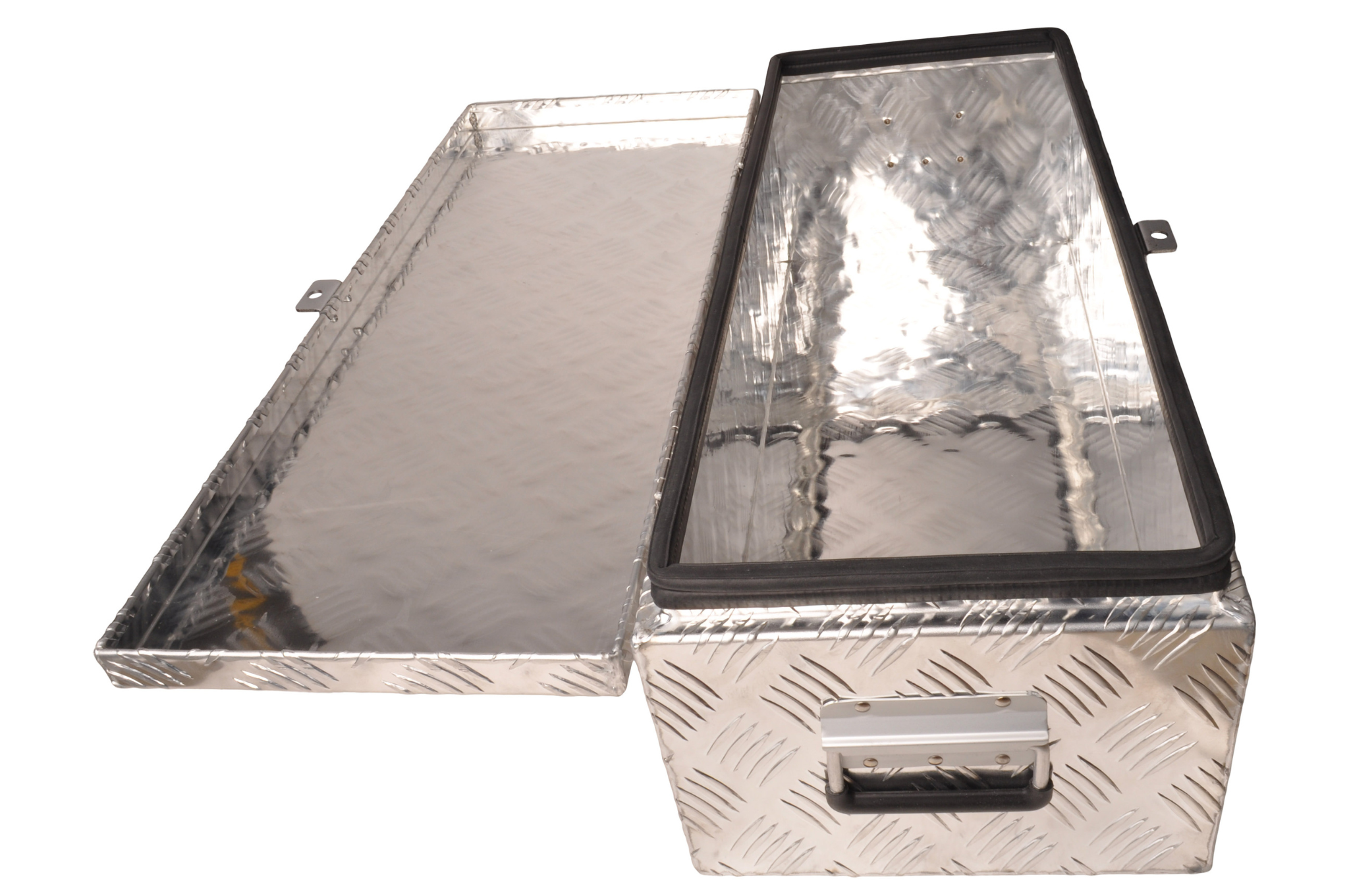 Riffelblech-Aluminium-Pinnenkasten/Werkzeugkasten mit Griffen 760x300x235 mm - enthält