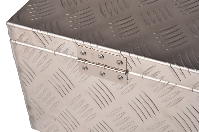 Riffelblech-Aluminium-Pinnenkasten/Werkzeugkasten mit Griffen 760x300x235 mm - enthält