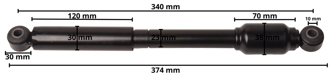 Auflaufbremsdämpfer 120SR-B, Länge 340 mm