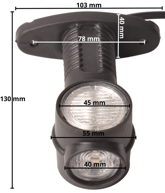 Aspock Superpoint 3 Begrenzungsleuchte LED - links/rechts - weiß/orange/rot - 1 Meter Flachkabel
