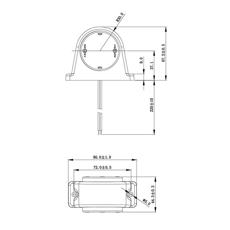 LED-Begrenzungsleuchte rot/weiß 68x62 mm