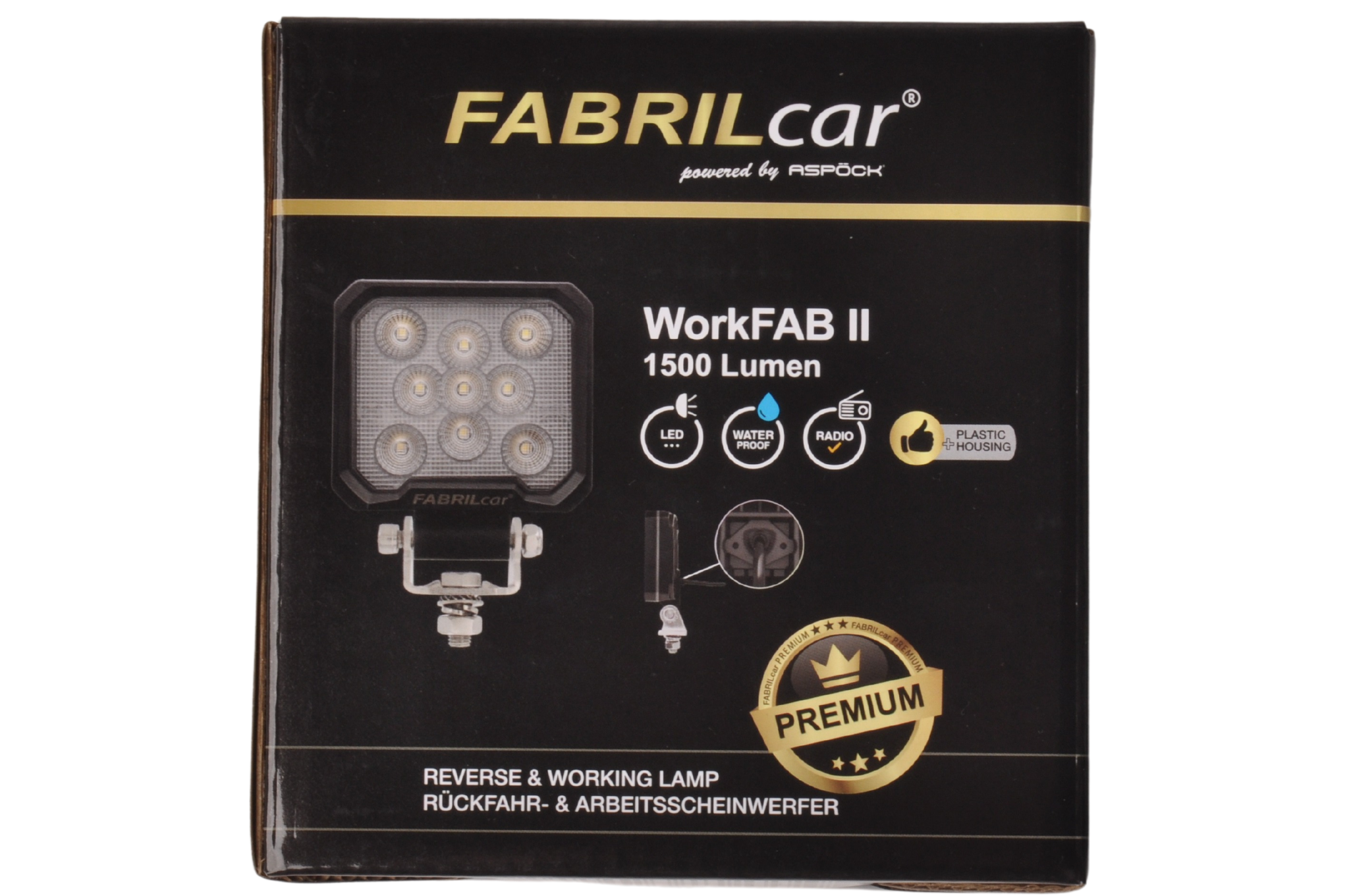 Premium LED-Arbeitsleuchte Anhänger - 1500 Lumen - 9 Leds - 138x110x40 mm