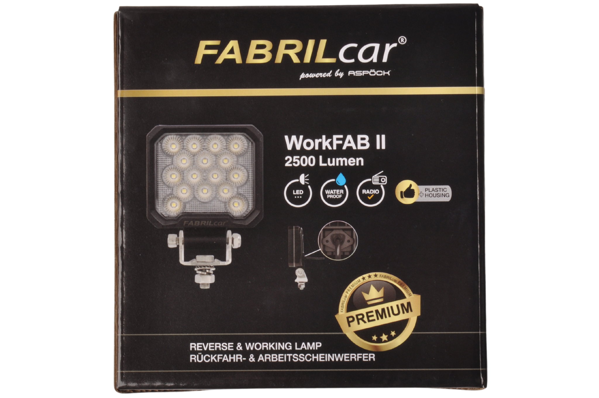 Premium LED-Arbeitsleuchte Anhänger - 138x110x40 mm - 2500 Lumen 16 Leds - 150 cm Kabel
