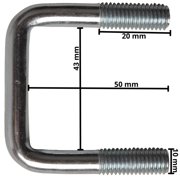 U-Bolzen/Bügelschraube - M10 - 50x43 mm - Gewindelänge: 35 mm 