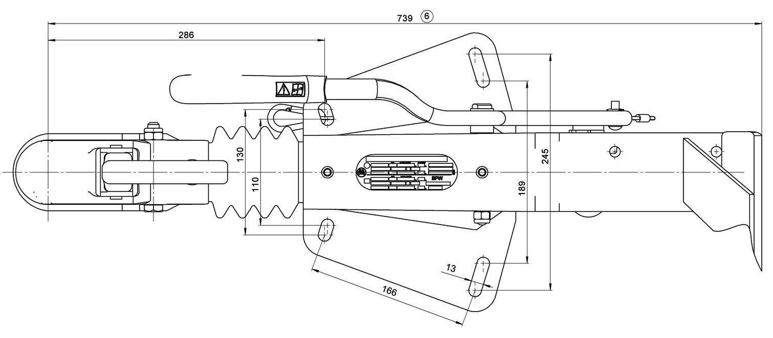 BPW Auflaufeinrichtung für Anhänger ZAF2,0-3 - 2000 kg maximale Zuglast - Aufbau - inklusive Stützradhalterung – Auflaufbremse