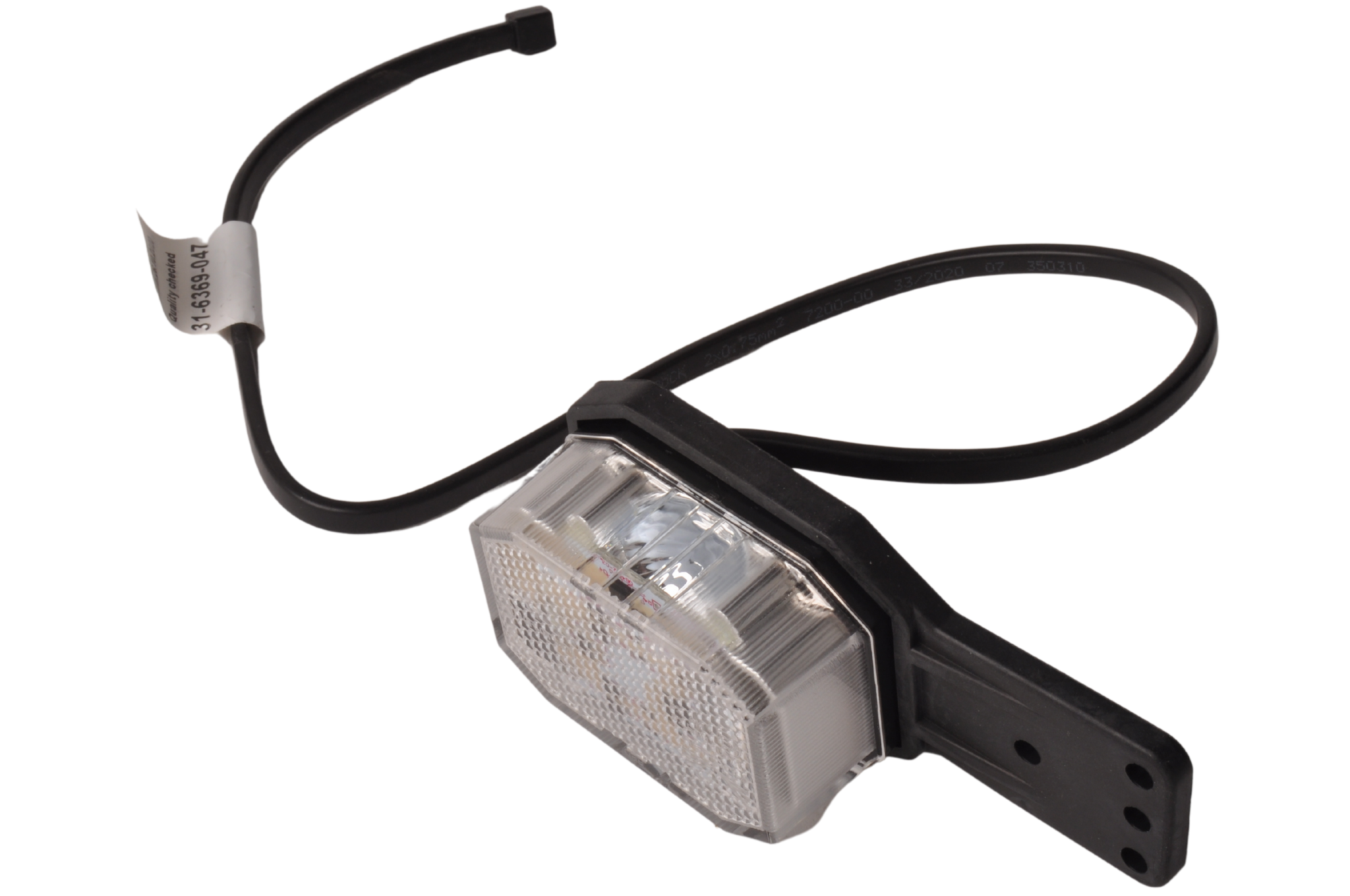 Aspöck Flexipoint LED links- Begrenzungsleuchte rot/weiß auf kleinem Gummihalter mit 0,5m Kabel