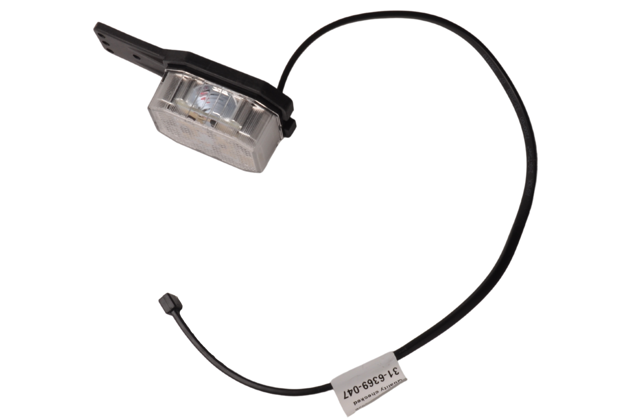Aspöck Flexipoint LED links- Begrenzungsleuchte rot/weiß auf kleinem Gummihalter mit 0,5m Kabel