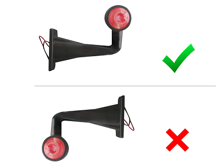 LED Begrenzungsleuchte rechte Winkel rot/weiß - rechts