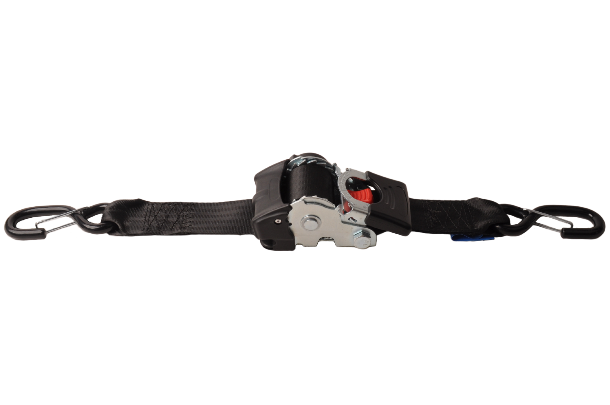 Automatisch aufrollender Spanngurt 180x5 cm - mit S-Haken und Sicherungsfeder - 1500 kg - Set mit 2 Stück