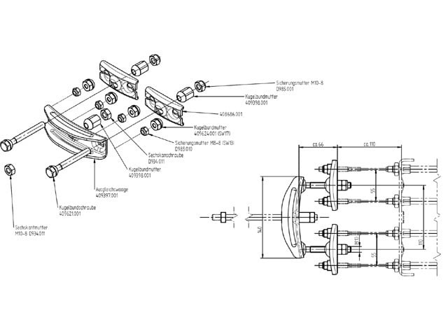 Knott Tandem-Bremsmechanismus ohne Gewindeanschluss M10