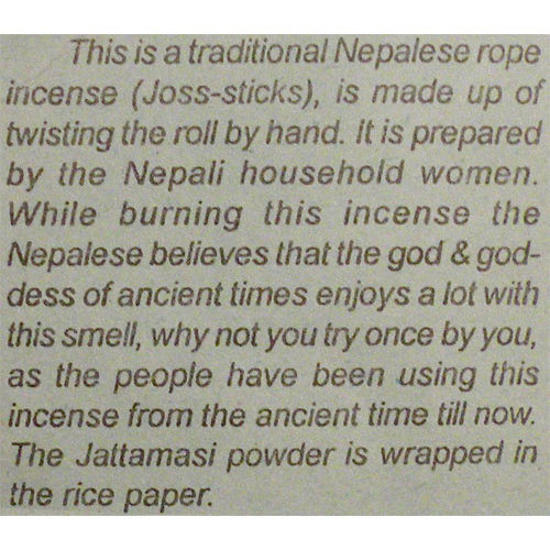 Himalayan Rope Incense from Nepal - Jattamansi
