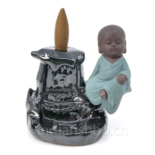 Ceramic Backflow Incense Holder Green Buddha