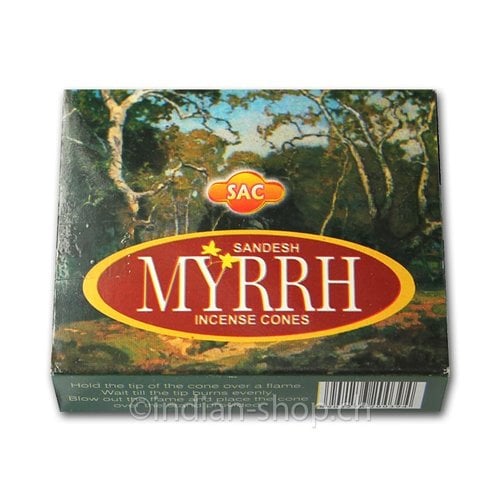 Sandesh Myrrh 10 Räucherkegel - Myrrhe - SAC Agarbathi