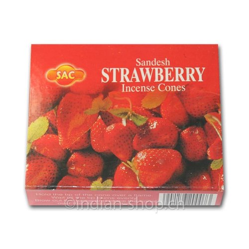 Sandesh Strawberry 10 Räucherkegel - Erdbeere - SAC Agarbathi